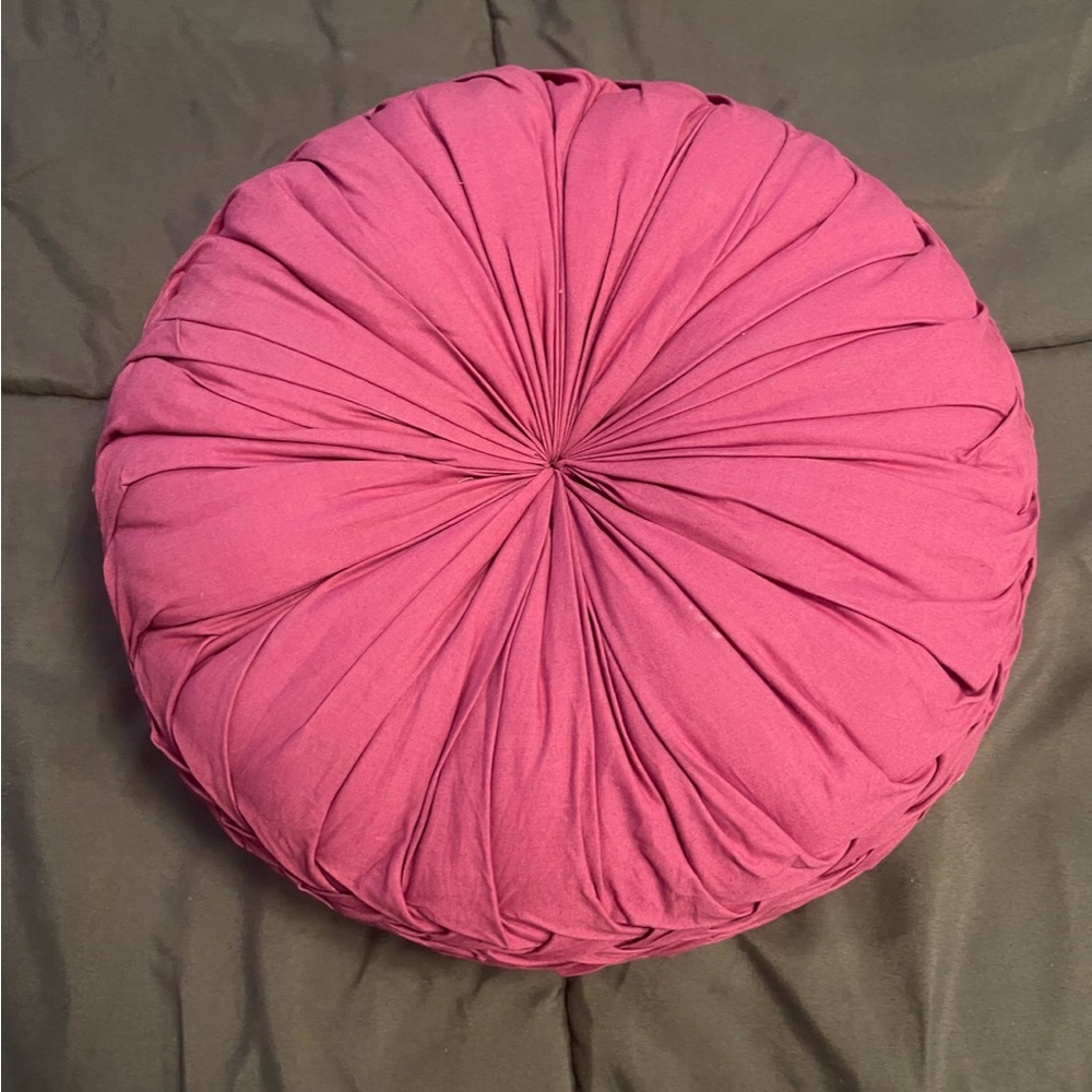 Land of Nod create & kids round pleated purple Pillow